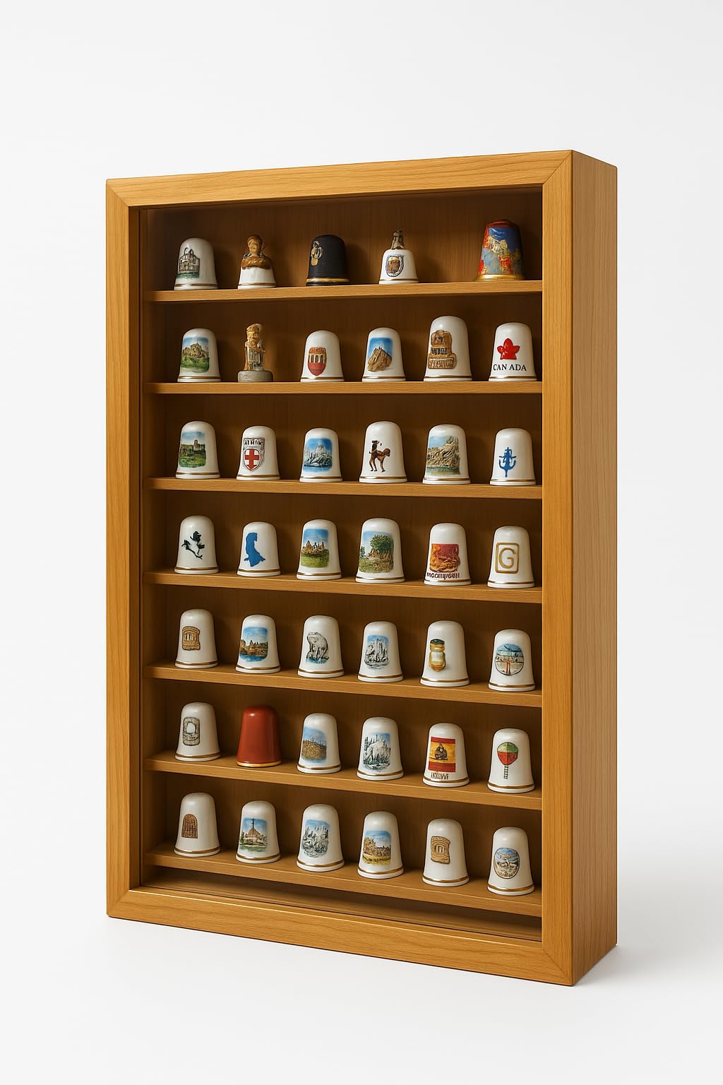 Vitrine Miniatur-Kollektionen, Eichenlack, Masse (B/T/T): 30 x 5 x 48 cm. 30*5*48 cms, 30*5*48 cms