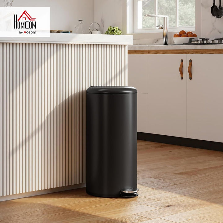 HOMCOM Mülleimer 30L Treteimer Abfalleimer mit Deckel und Fusspedal, Müllbehälter mit Inneneimer, So