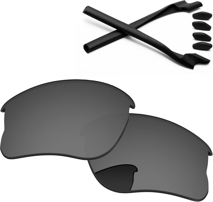 PapaViva Ersatzlinsen &amp; Gummi-Kits für for Oakley Half Jacket 2.0 XL OO9154 Pro+ Schwarz Chrom Polar