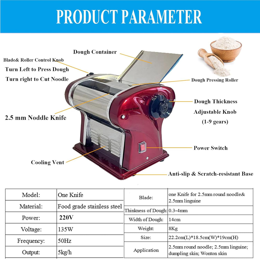Elektrische Nudelmaschine, Automatische Nudelmaschine mit 350 W Gross Leistungsstark für den Haus- u