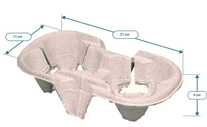 360 Stück Becherhalter - 21 x 11 x 4 cm - praktische und kompostierbare Chinet-Transporthilfe für 2