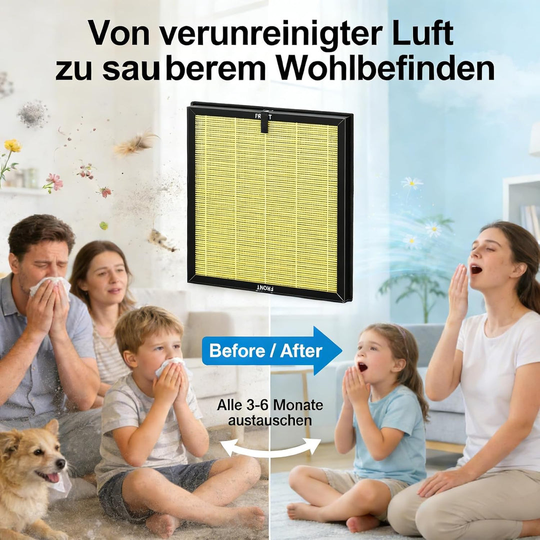 Ersatzfilter Kompatibel Dayette AP303 / AP304 Luftreiniger - 2 Stück 3-in-1 H14 True HEPA mit Hochef