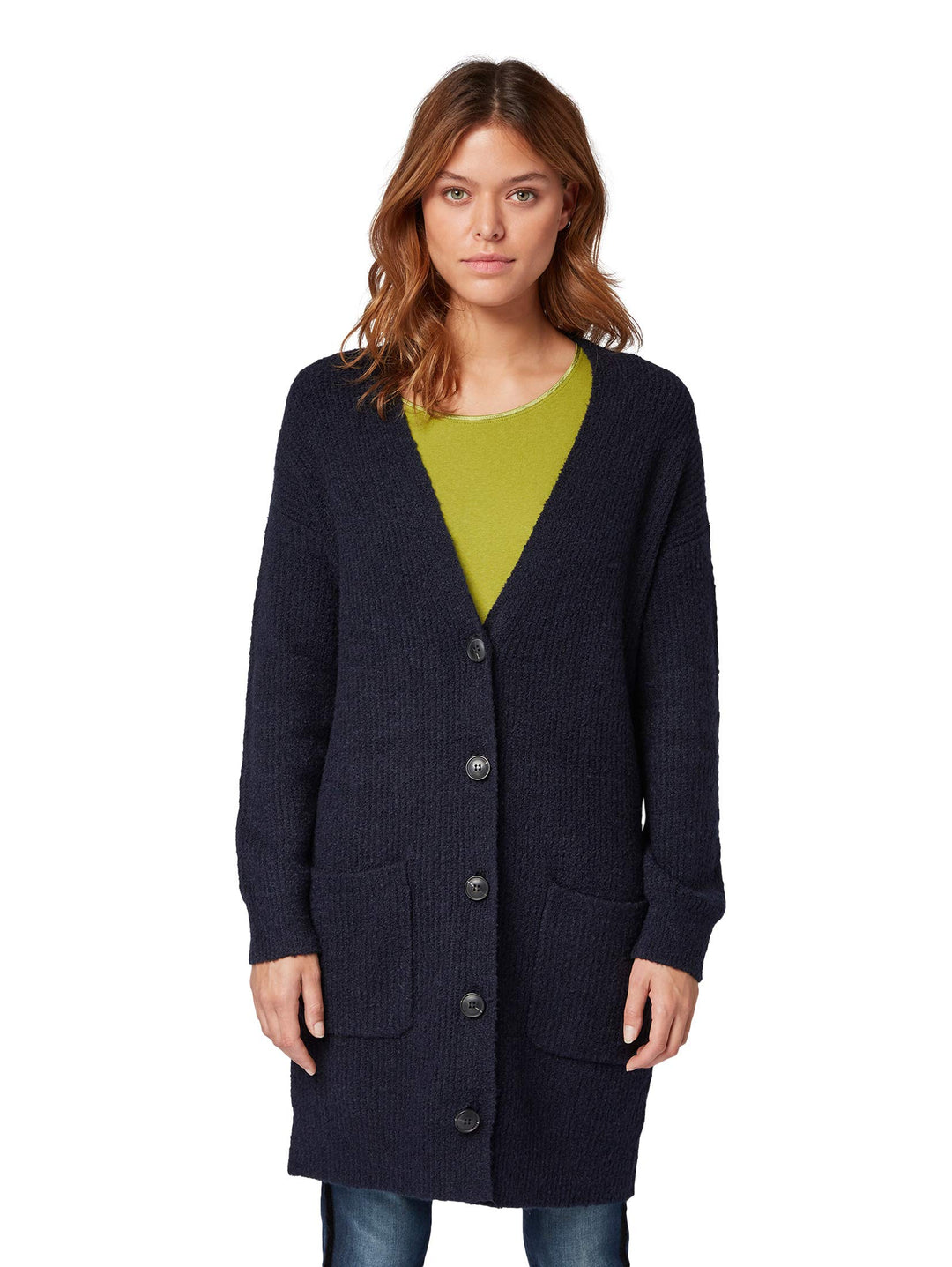 TOM TAILOR Damen Pullover & Strickjacken Strickjacke in Rippoptik Sky Captain Blue,M,10668,6000