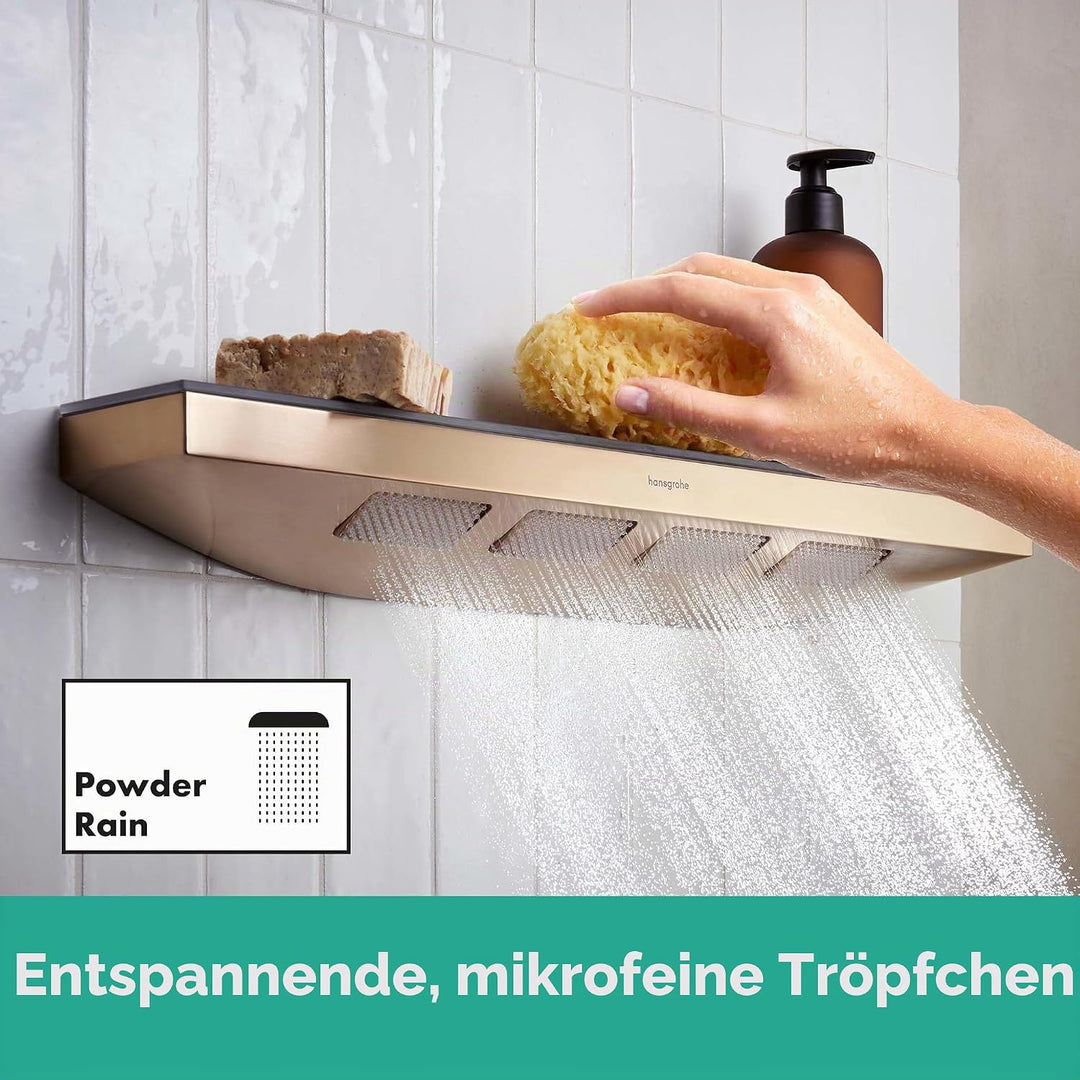 hansgrohe Schulterbrause mit Duschablage Rainfinity, mit 1 Strahlart (PowderRain) und Duschregal 50c