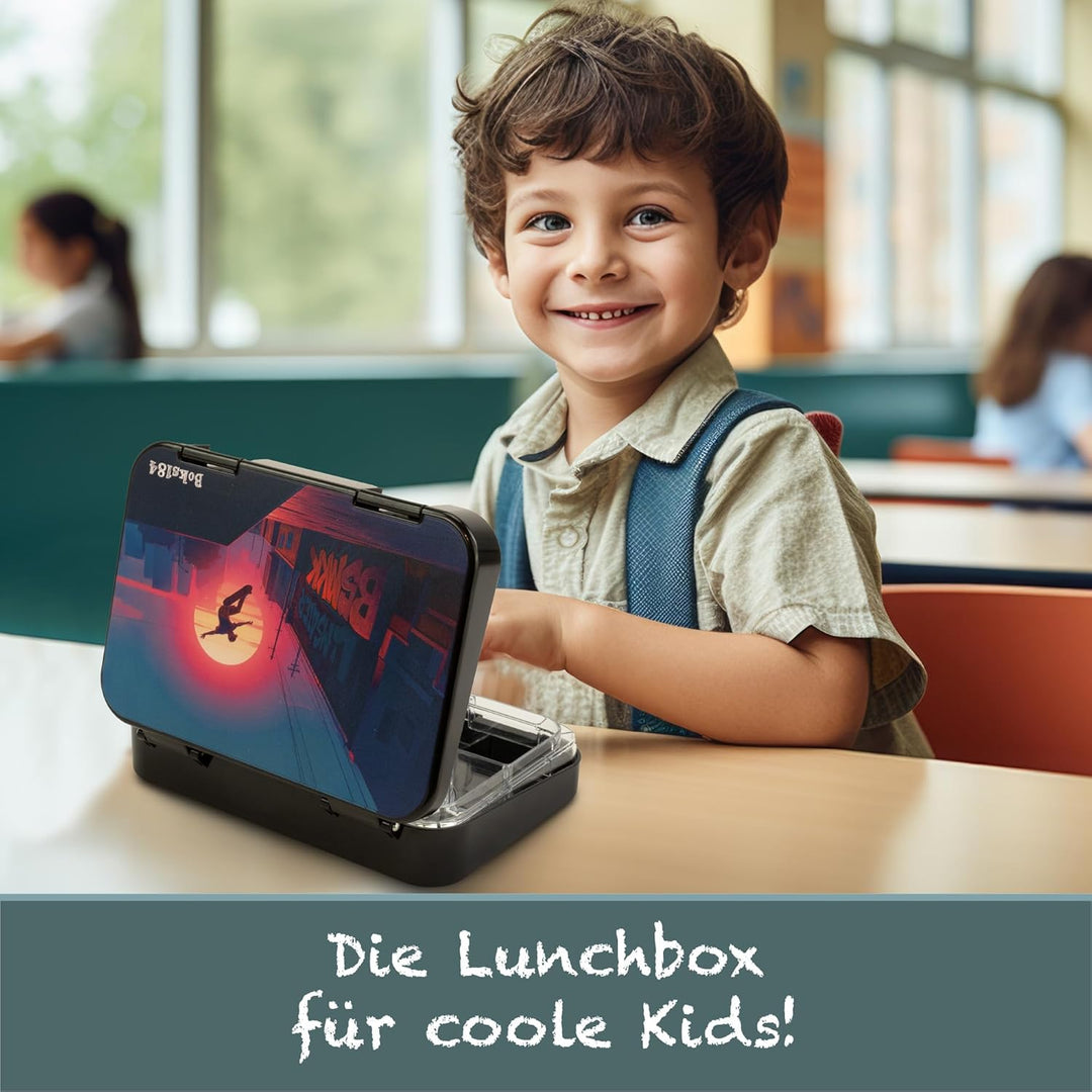 Brotdose Kinder mit Fächern - Bento Box auslaufsicher - robust - BPA Frei Lunchbox - Brotbox für Sch