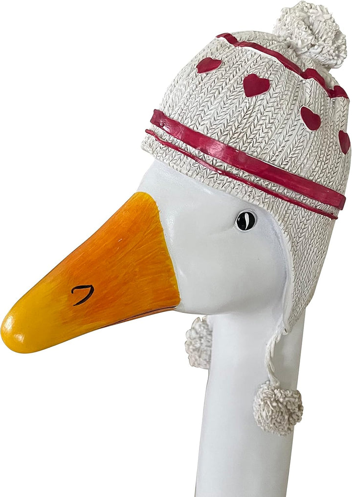 OF Gänsehals Gartenstecker Gans - Höhe 35 bis 38 cm gross - Deko Gartenfiguren für aussen (Bommelmüt