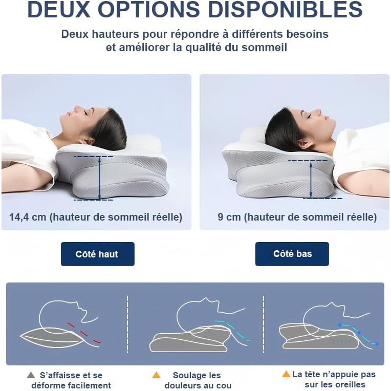 Seitenschläferkissen aus Memory Foam, Ergonomisches Nackenstützkissen Kopfkissen, Orthopädisches Nac