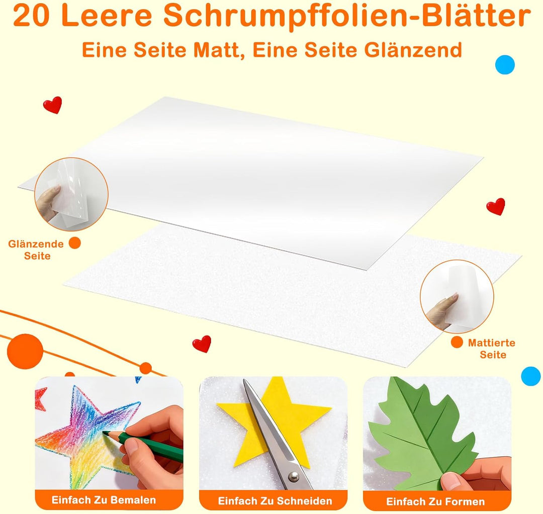 251er Set Schrumpffolie Schlüsselanhänger Mit Schrumpffolie A5 – Für DIY, Basteln Für Teenager, Schl