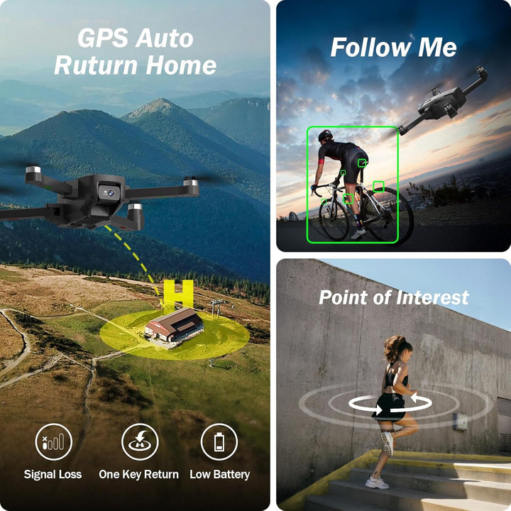 K600GPS Drohne mit 1080P EIS Kamera, 4,5'' FPV Bildschirm, Automatische Rückkehr, Bürstenloser Motor