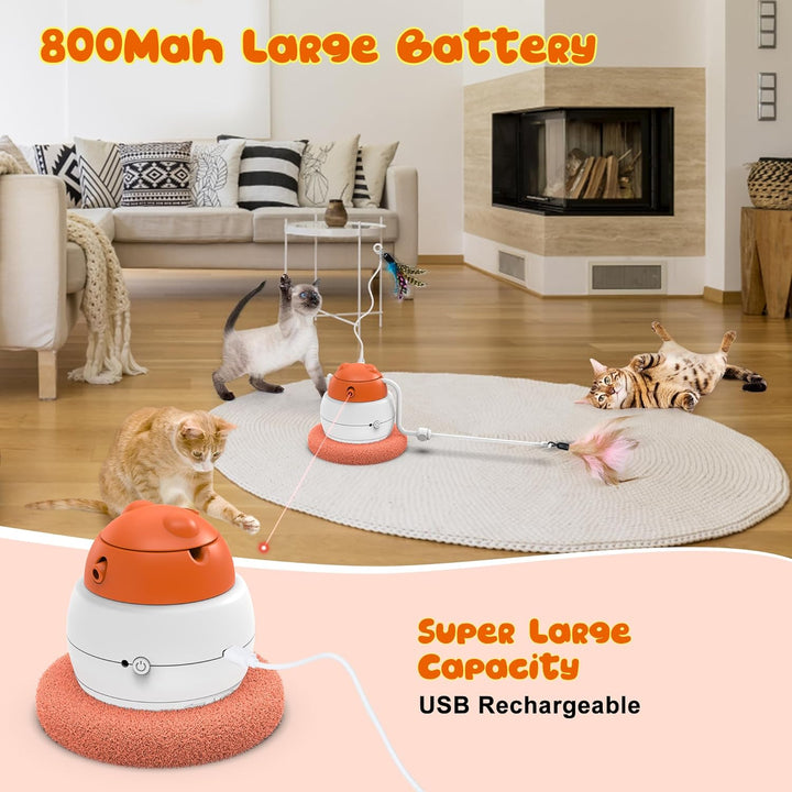 IOKHEIRA 4 in 1 interaktives Katzenspielzeug für Indoor Katzen Erwachsene, automatische Katzenspielz