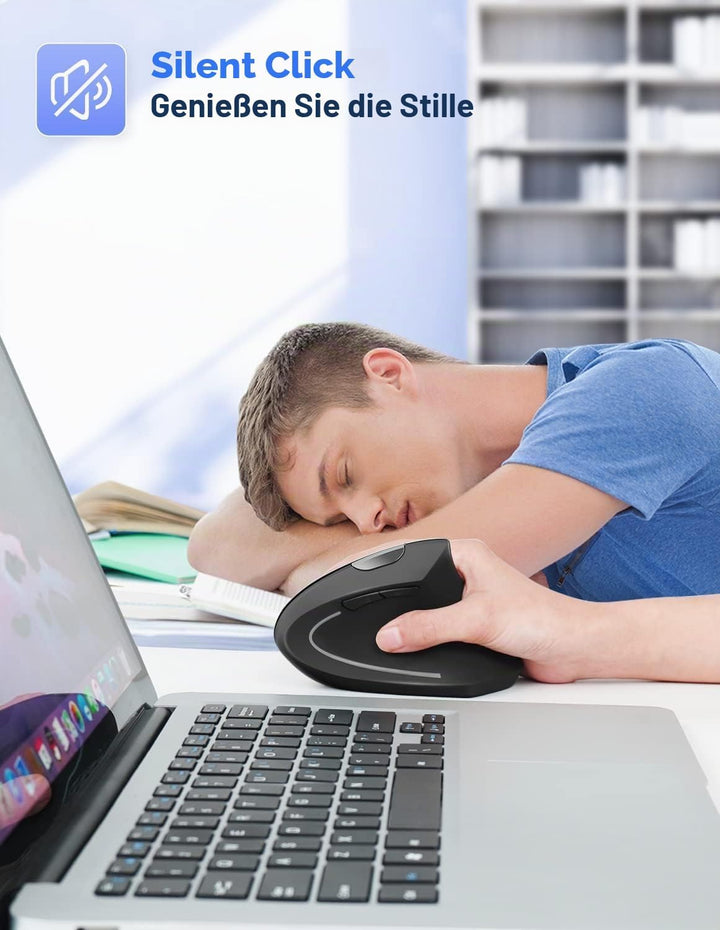 TECKNET Wireless Vertikale Ergonomische Maus 4800 DPI Schwarz, 4800 DPI Schwarz