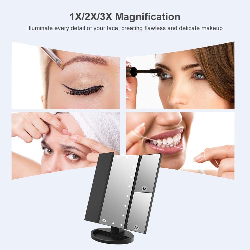 WEILY Kosmetikspiegel mit 21 LED Licht und 2X/ 3X Vergrösserung, USB und Batterie Dual Power Modus,