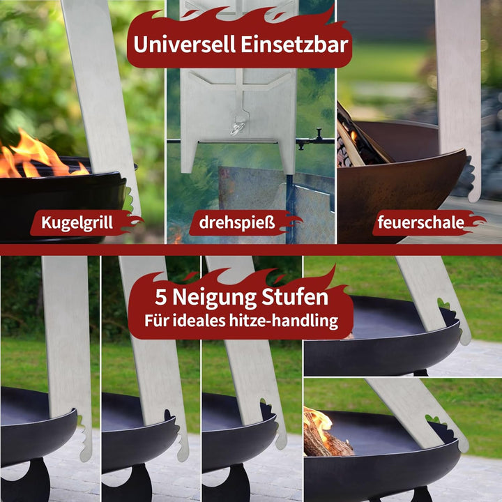 Flammlachsbrett Edelstahl, 180° Drehbar Flammlachsbretter, 5 Stufen Winkelsystem, Lachsbretter zum G