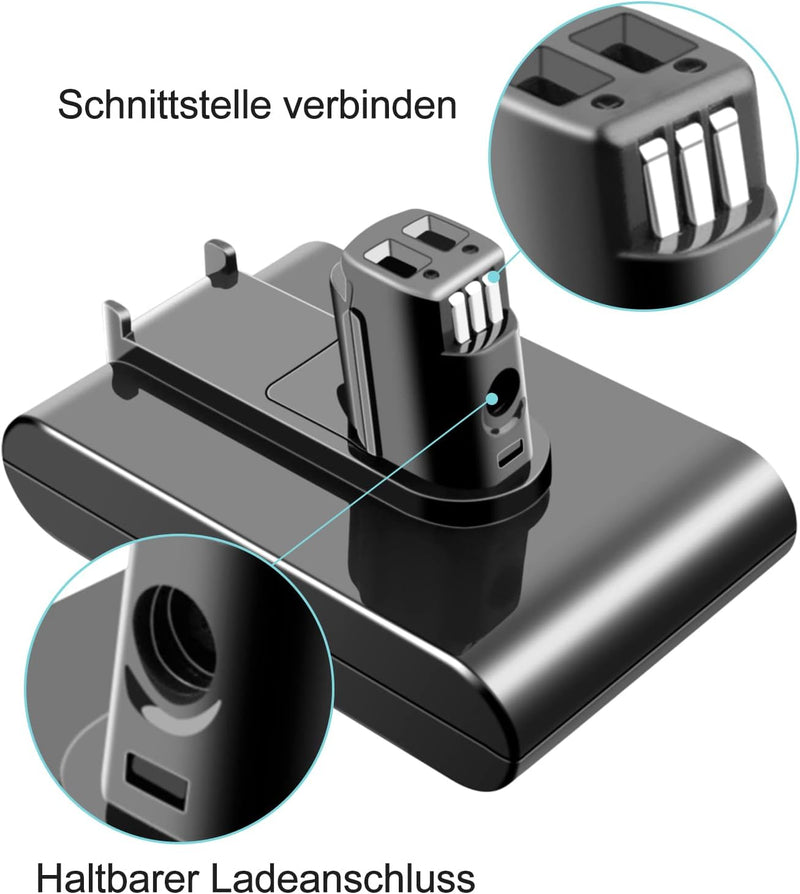 EICHXO 22.2V 4000mAh DC35 Ersatzakku Kompatibel mit Dyson Typ A Akku DC31 DC34 DC35 DC44 DC45 Li-Ion