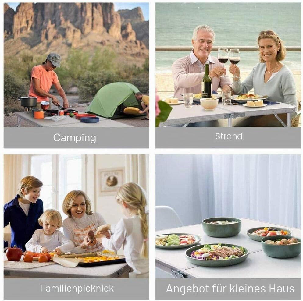 Campingtisch faltbar Klapptisch, Alu Gartentisch Tischplatt Falttisch klappbar Arbeitstisch Balkonti