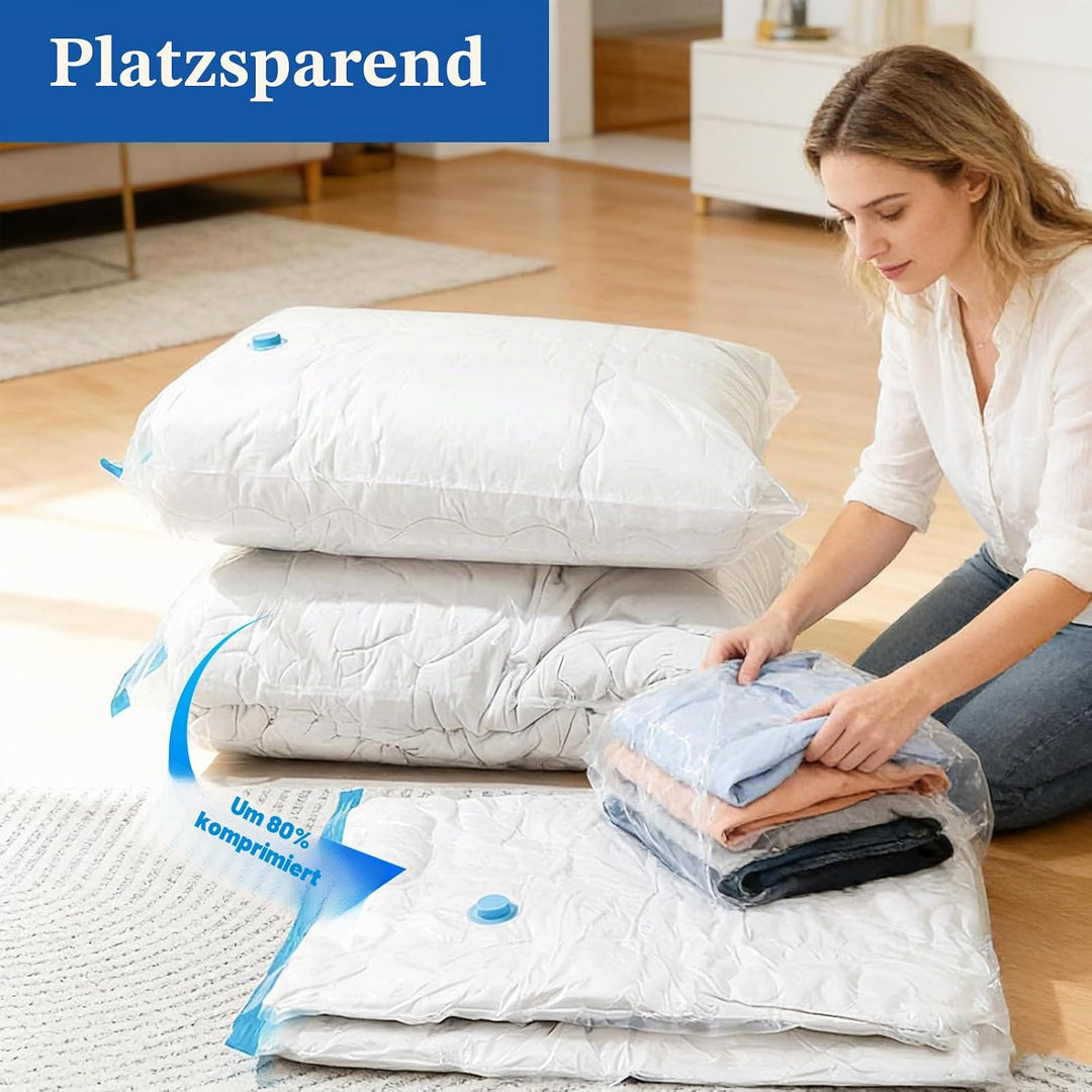 Vakuumbeutel für Kleidung,8 Stück(2x Jumbo100x80cm, 2 x Gross 80x60cm, 2 x Mittelgross 70x50cm, 2 x