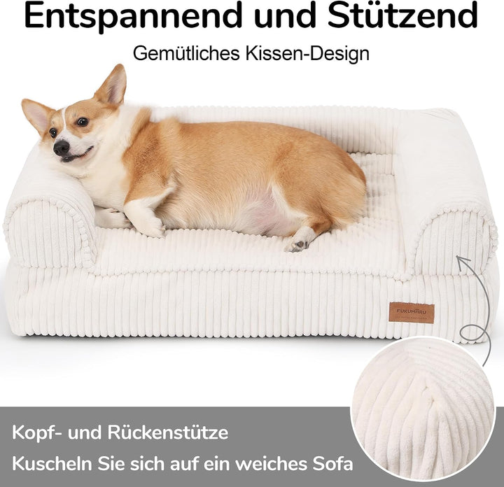 FUKUMARU Hundebett für grosse Hunde, Flauschiges &amp; Katensofa mit wasserabweisender TPU-Schicht, Cord
