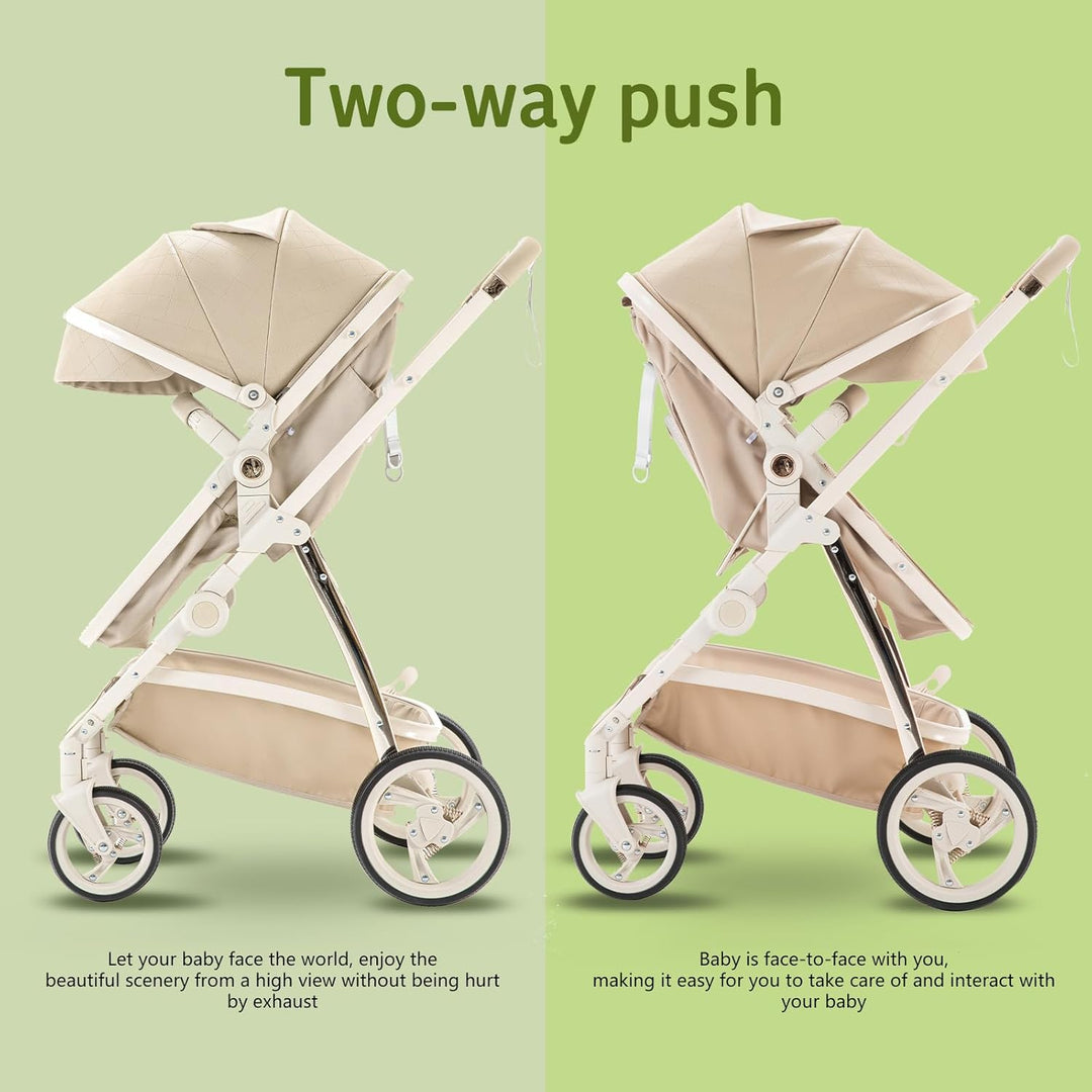 Zkiprm 3-in-1-Kinderwagen, 3-in-1-Reisesystem mit Autositz, mit Regenschutz, Aluminiumrahmen, Stadtw