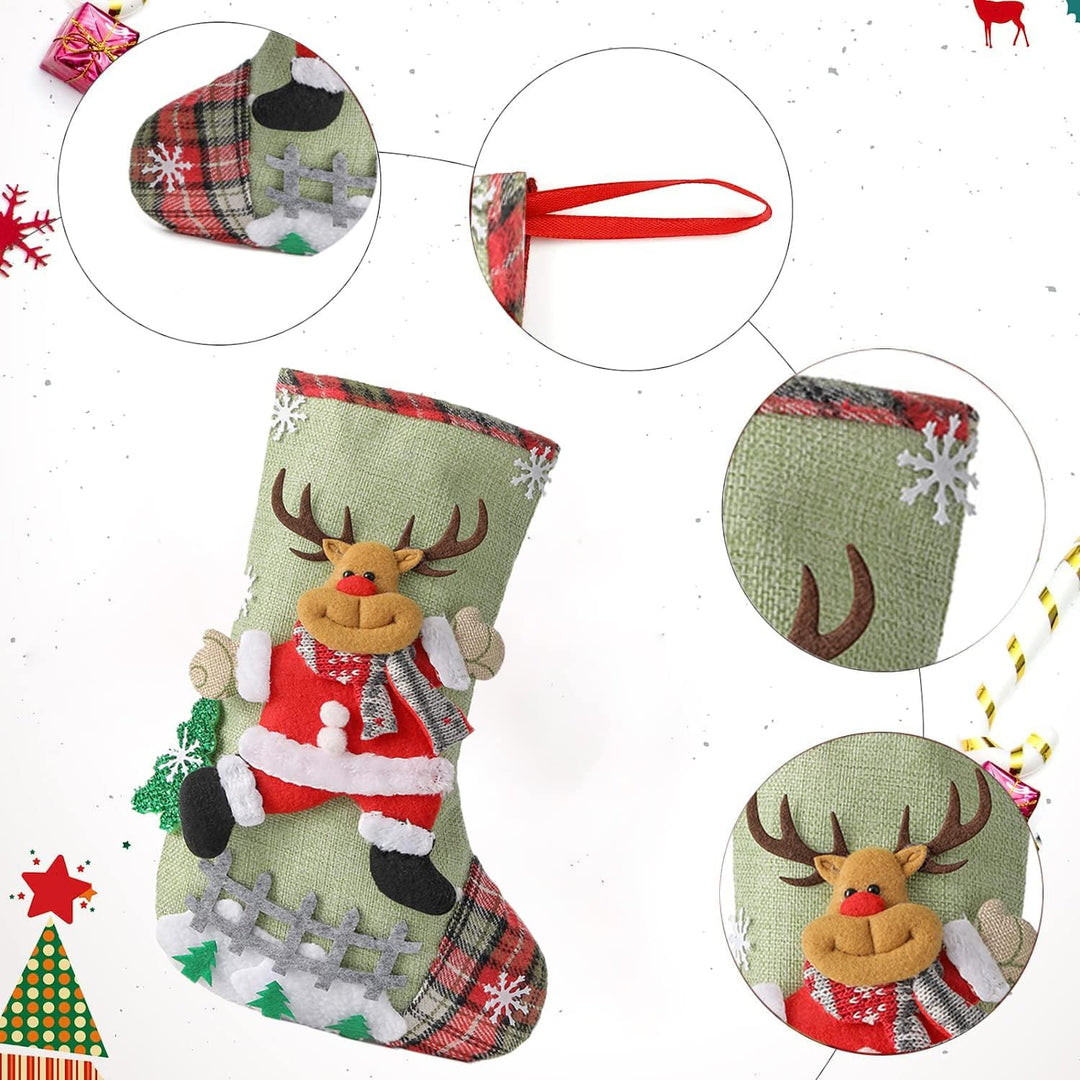 Youery 4 Stück Weihnachtsstrumpf, Weihnachtsbaum Geschenktüte Bonbontasche, Weihnachten Christmas St
