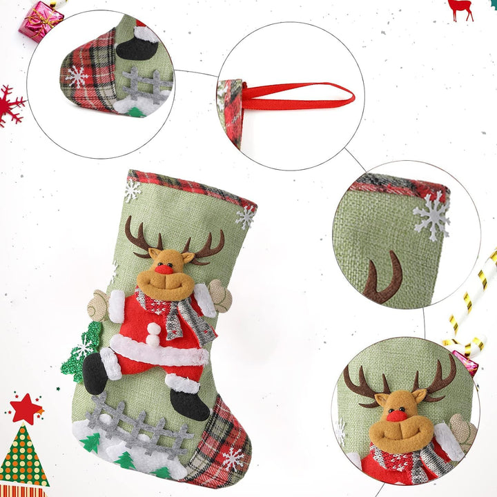 Youery 4 Stück Weihnachtsstrumpf, Weihnachtsbaum Geschenktüte Bonbontasche, Weihnachten Christmas St