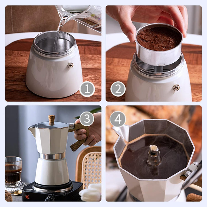 Espressokocher für den Herd, 3 Espressotassen, Mokkakanne – 142 ml, manuelle kubanische Kaffee-Perko
