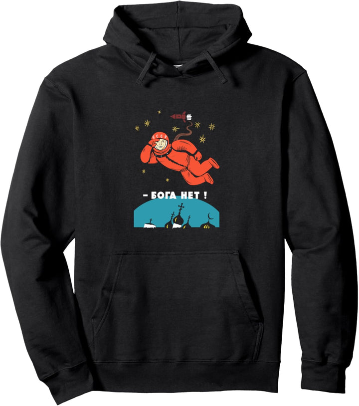 Es gibt keinen Gott Grafik Retro Atheist Yuri Gagarin Space Pullover Hoodie