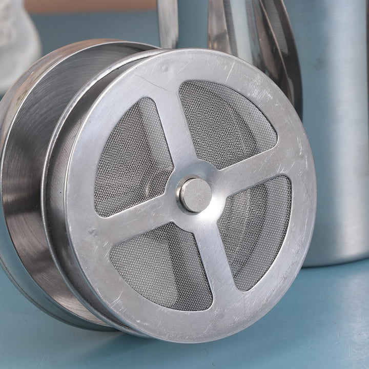 TOYANDONA Milchaufschäumer aus Edelstahl 800 Ml Manuell mit Doppel Sieb für Dicken Milchschaum Kaffe