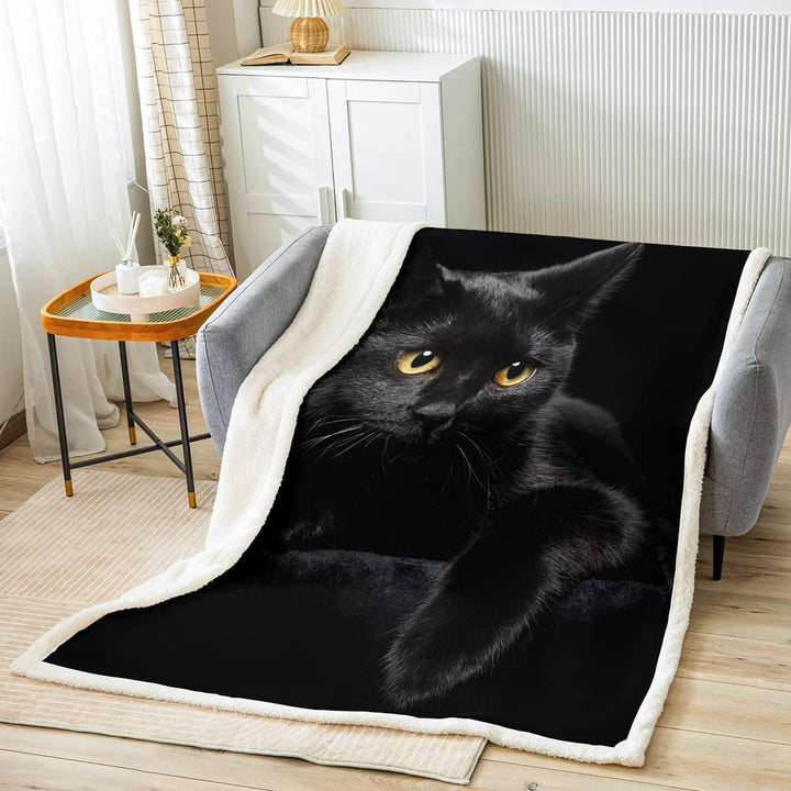 Loussiesd Katze Haustier Katzen Muster Decke 150x200cm Nettes Kätzchen Kuscheldecke für Kinder Kinde