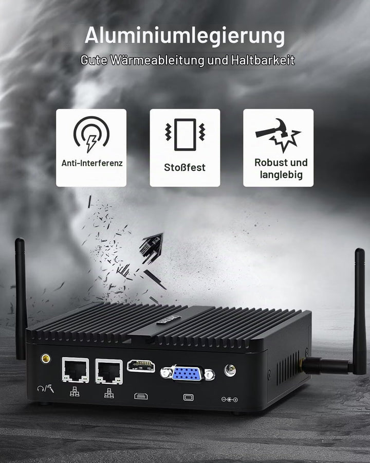 BASOARO Mini Desktop PC, Industrie PC, Celeron J4125, 8G RAM 128G SSD, Gigabit Ethernet, HD/VGA, 2*R