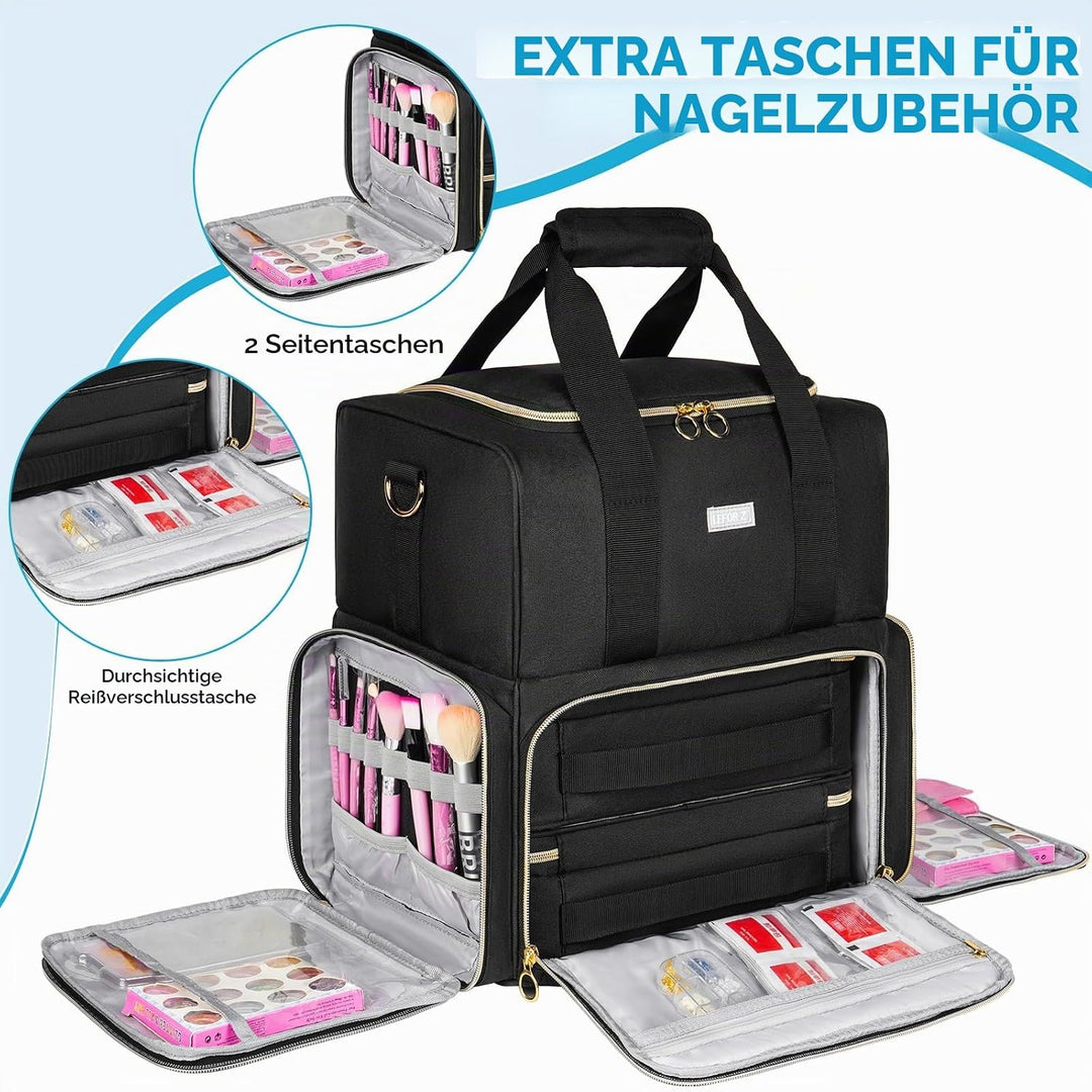 Nagellack Tasche,Doppelschichtige Nagellack Aufbewahrung Organizer Tasche für 80 Flaschen (15 ml) un