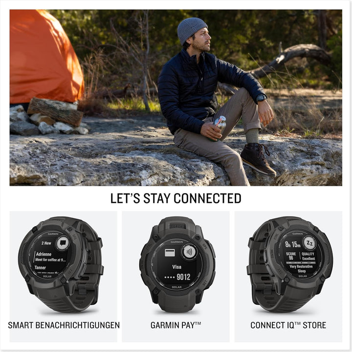 Garmin Instinct 2X Solar – GPS-Smartwatch mit unendlicher Akkulaufzeit im Smartwatch-Modus, über 40
