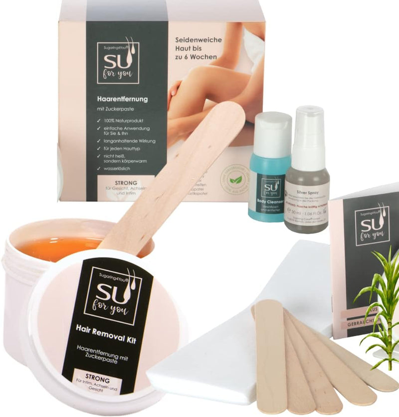 Sugaring4You Zuckerpaste Beauty-Set zur sanften Haarentfernung | Für Gesicht, Arme, Beine, Rücken un