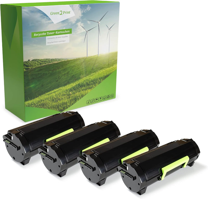 Green2Print Toner 4 Kartuschen schwarz 4X 10000 Seiten ersetzt Lexmark 60F0HA0, 600HA, 60F2H00, 602H