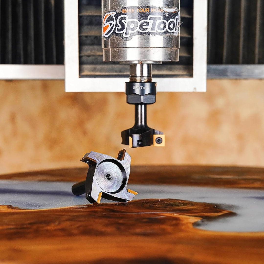 SpeTool Planfräser 8mm Schaft 38.1mm Schnittdurchmesser Planfräser mit 4 austauschbaren Hartmetallme