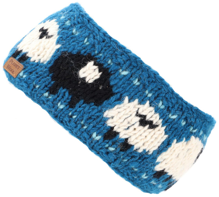GURU SHOP Woll-Strick-Stirnband, Gestrickter Ohrenwärmer Sheep - Blau, Herren/Damen, Wolle 1 stück (