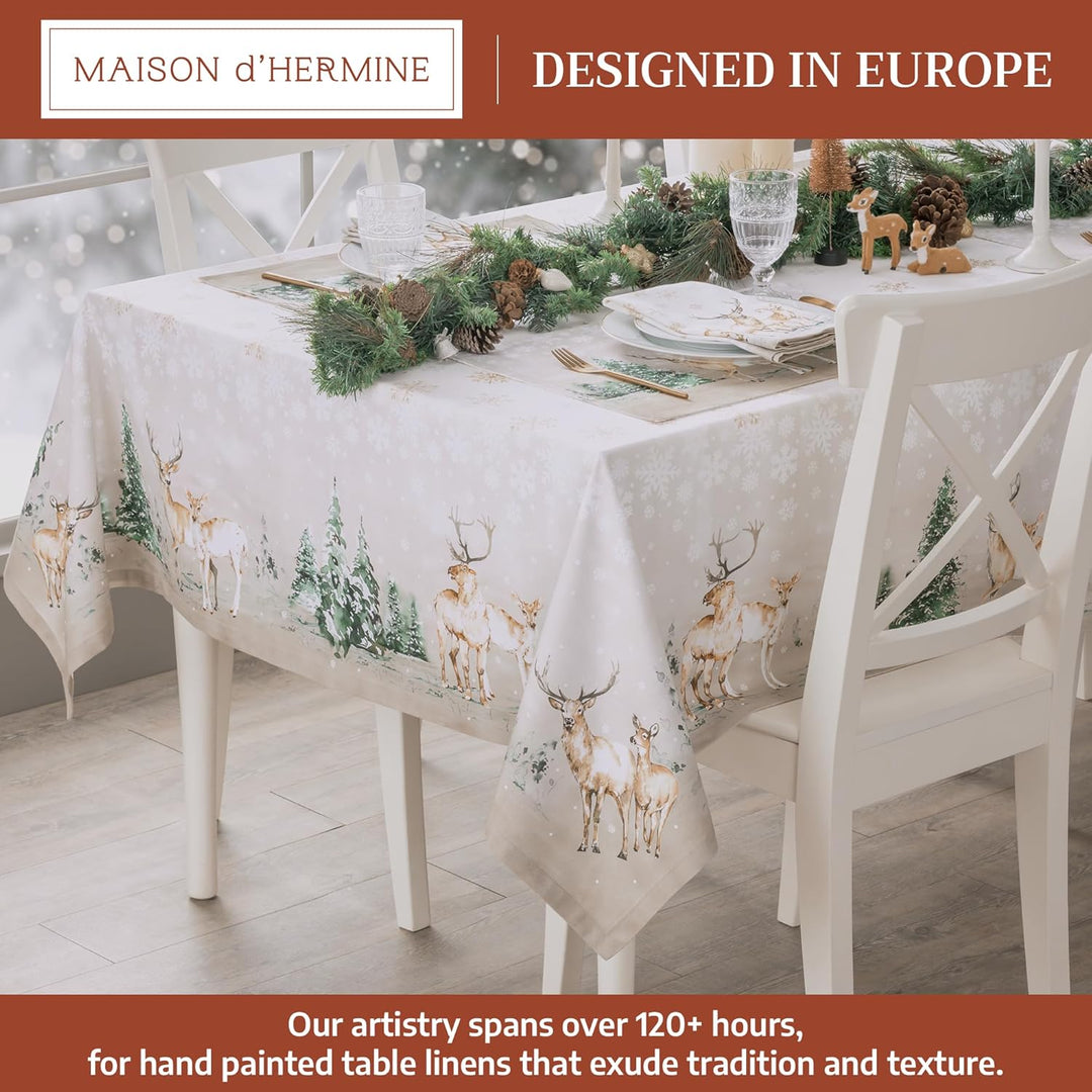 Maison d' Hermine Deer In The Woods 100% Baumwolle Tischdecke für Küche | Abendessen | Tischplatte |