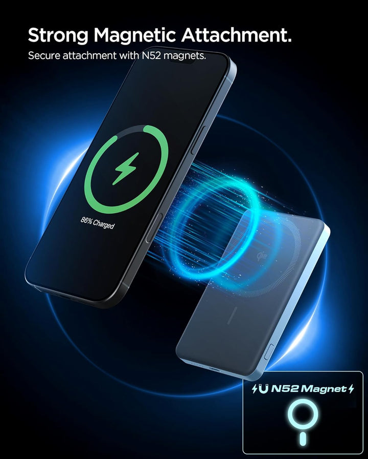 Spigen Essential Qi2 MagSafe Powerbank 5000mAh 22,5W Magnetische Kabellose Powerbank Ladegerät für i