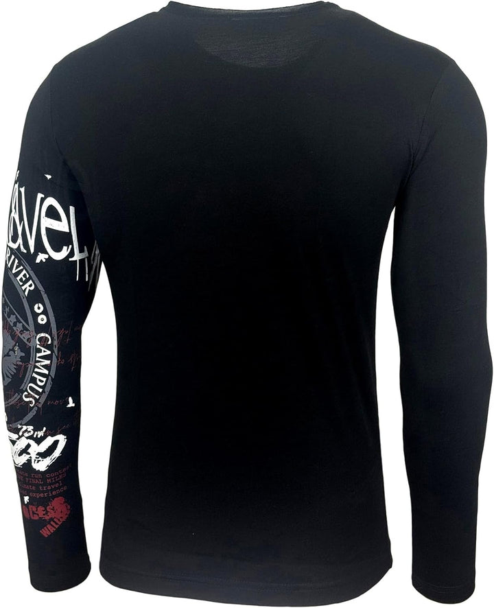 Herren Longsleeve T-Shirt Moderner Männer Langarmshirt Langarm Sweatshirt 704 S Schwarz, S Schwarz