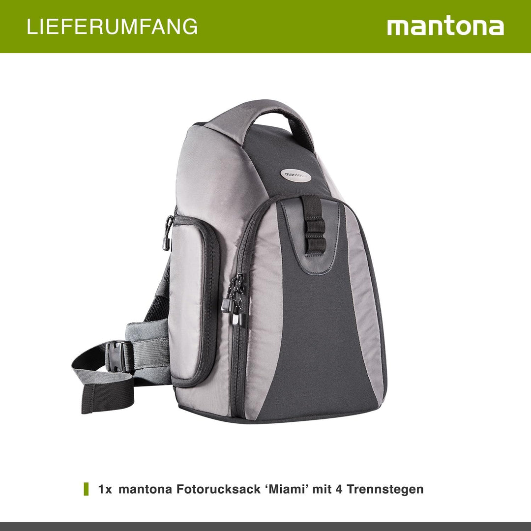 Mantona Fotorucksack Miami, Leichter Kamerarucksack für DSLR & Systemkameras, Fototasche mit Flexibl
