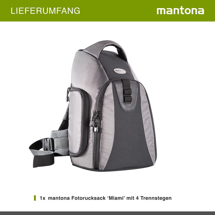 Mantona Fotorucksack Miami, Leichter Kamerarucksack für DSLR & Systemkameras, Fototasche mit Flexibl