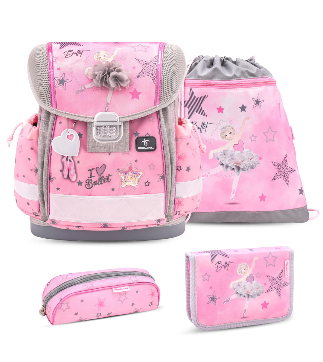 Belmil Classy Schulranzen Set 4 - teilig (403-13/AG/S) Ballet Light Pink, Ballet Light Pink
