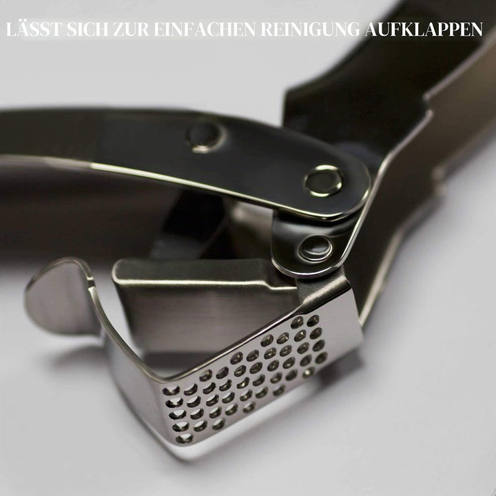 MANNKITCHEN Edelstahl Knoblauchpresse - Robust, Professionelle Qualität, Doppelhebel-Unterstützt Mit