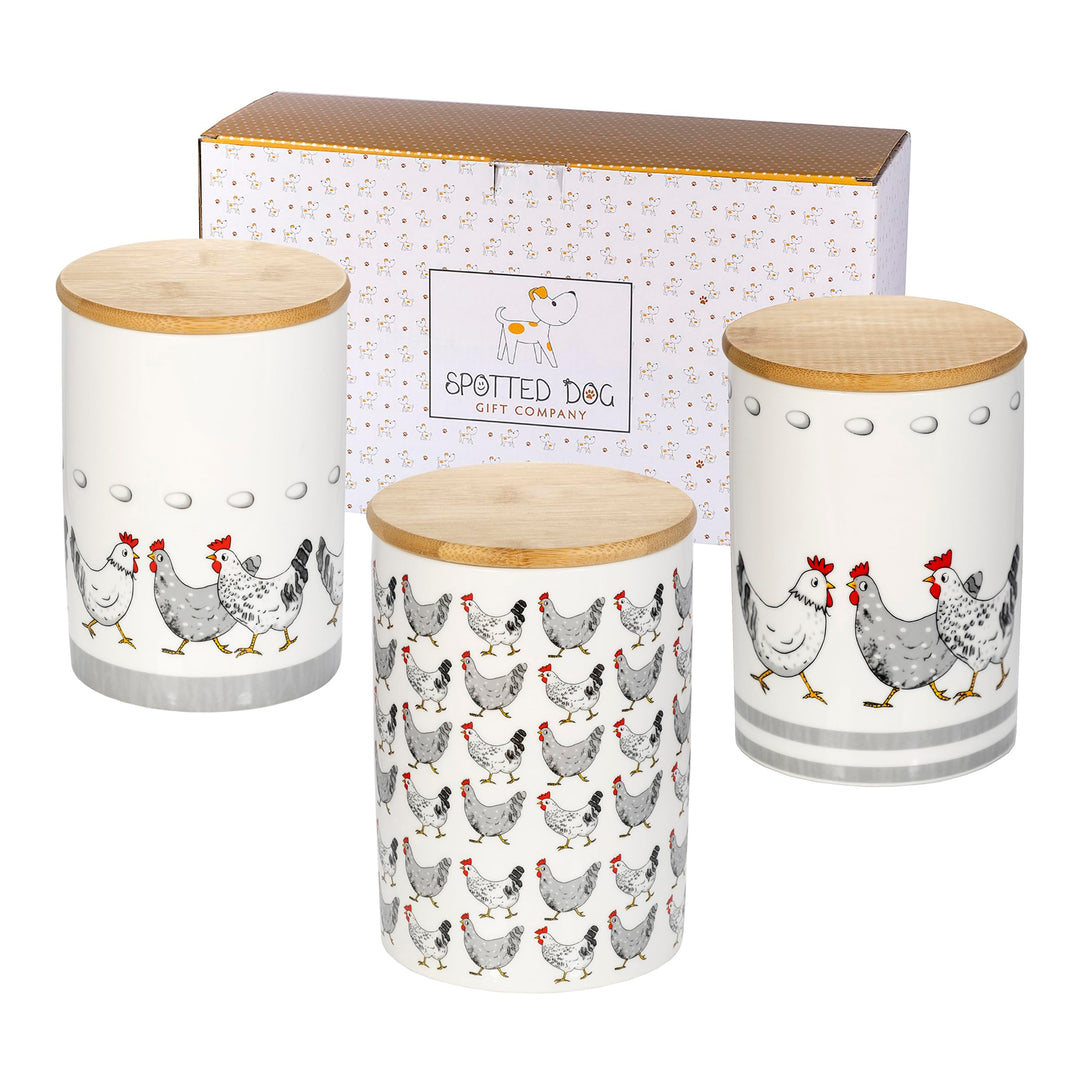 SPOTTED DOG GIFT COMPANY Vorratsdosen Keramik mit Deckel Luftdicht - 3 Vorratsbehälter vielseitig fü