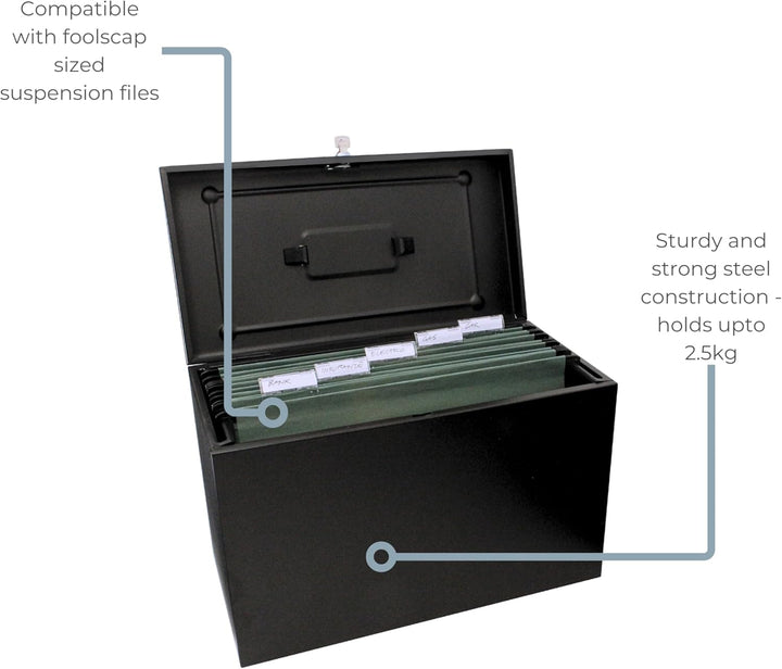 Cathedral 22 x 17 x 10 Zoll Metallisches Home-File Foolscap, Schwarz