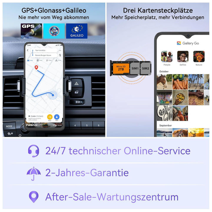 OSCAL Flat 2C Handy Ohne Vertrag Android 14, 6GB+64GB/2TB TF, Octa-Core 6,56" HD+, 5000mAh Akku, 13M