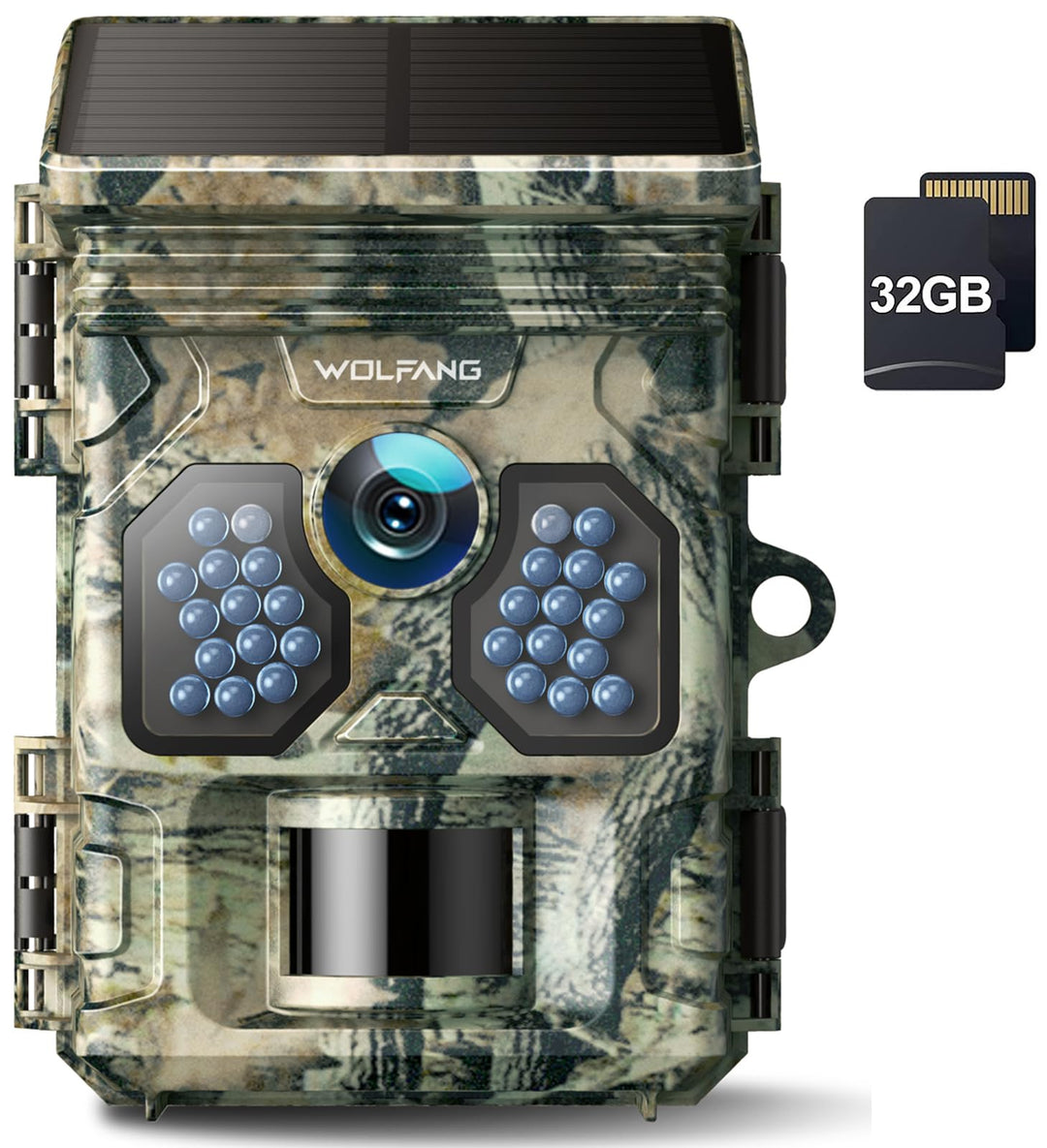 WOLFANG Solar Wildkamera 4K 48MP, Jagdkamera mit hervorragender Nachtsicht, Duale Stromversorgung, 0