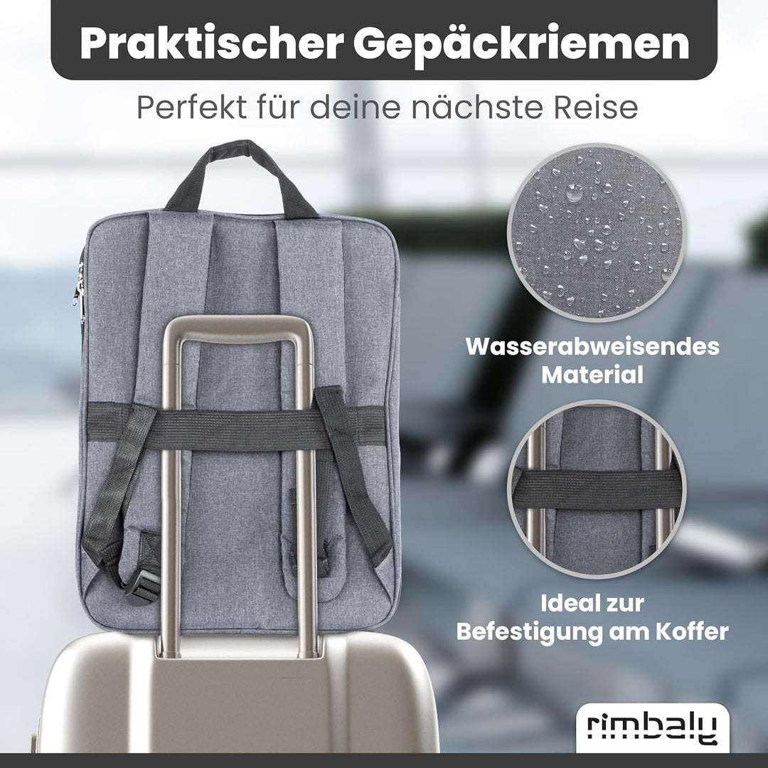 Laptop Rucksack - wasserabweisend & Stossfest - USB-Anschluss, erweiterbar, Anthrazit - Ideal für Bu