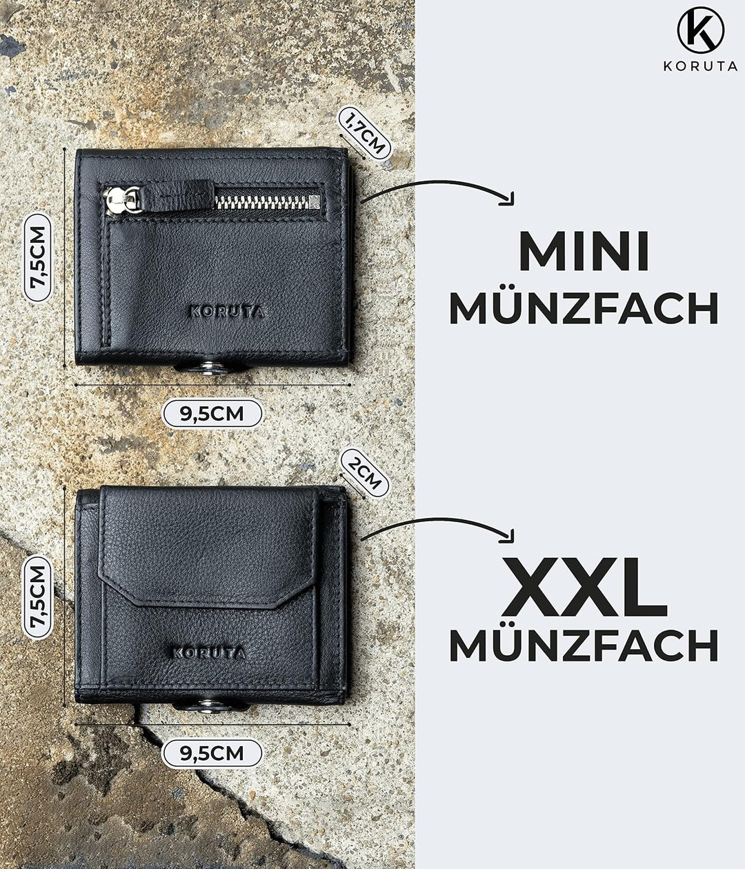 KORUTA® Slim Wallet mit Münzfach &amp; RFID Schutz - Kartenetui - Mini Geldbörse für Herren &amp; Damen - Kr