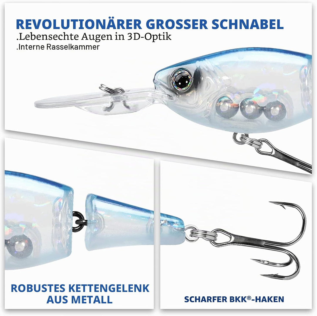 TRUSCEND Kunstköder Hecht, Fisch Köder für Zander Barsch Forellen Wobbler Swimbait, Angelköder Fisch