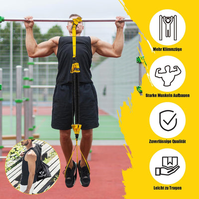 COFOF Klimmzughilfe mit 4 Verstellbar Resistance Bands, Klimmzug Bänder mit Zwei Fussstützen, Pull U